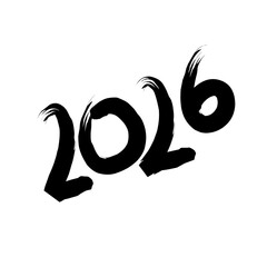 New year 2026 hand drawn illustration. New year 2026 icon. New year 2026 logo. 2026 calendar, new year celebration