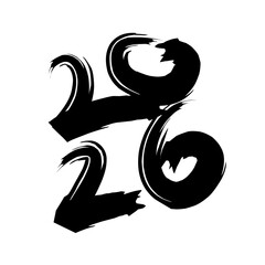 New year 2026 hand drawn illustration. New year 2026 icon. New year 2026 logo. 2026 calendar, new year celebration