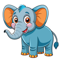 Funny Cartoon African Elephant Character - Playful Animal Vector on White Background