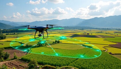 Advanced drone surveys agricultural fields rural landscape aerial imagery overhead view precision farming insights