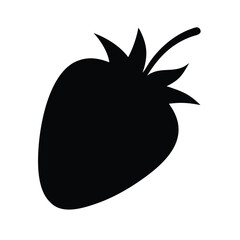 strawberry fruit or strawberries flat silhouette vector icon for food apps and websites on white background