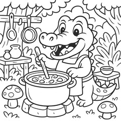 cooking alligator... yummy outline version