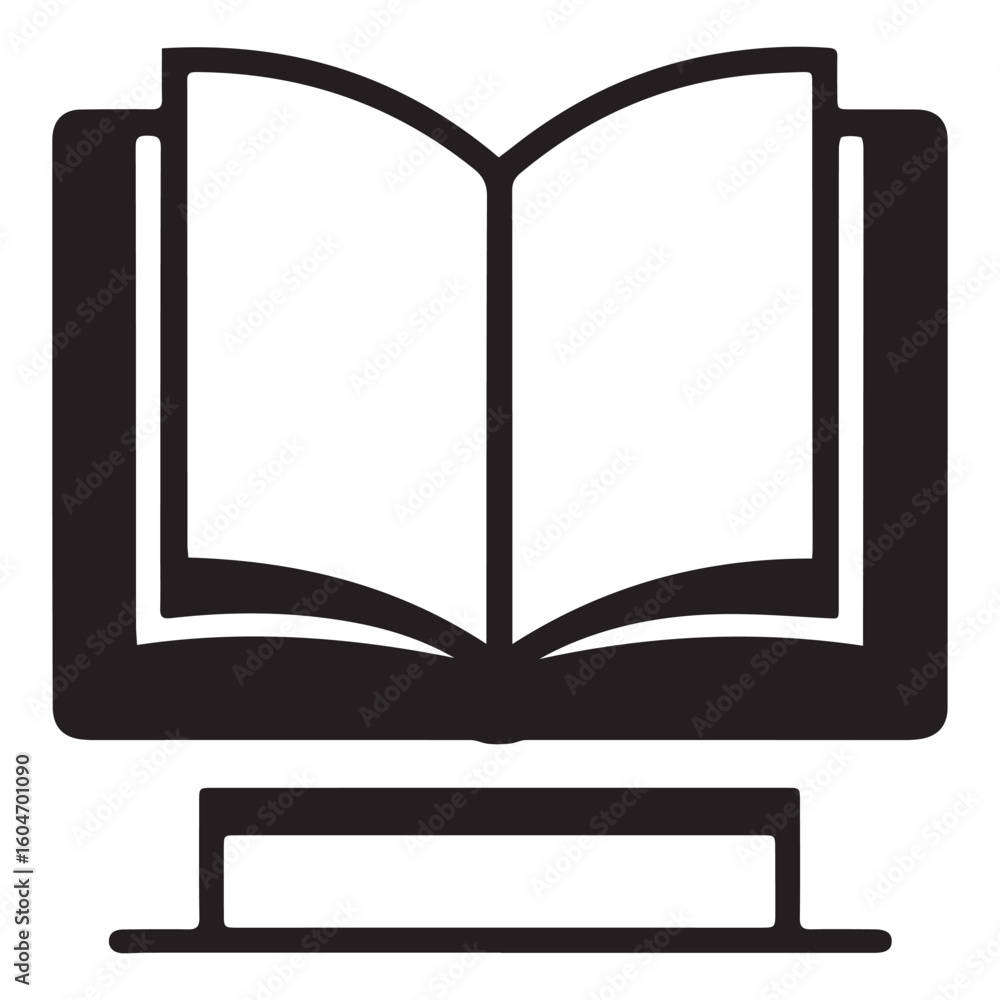 Fototapete open book icon symbolizing knowledge and learning displayed on a digital screen or tablet with a sim