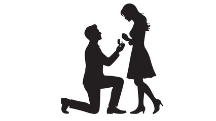 Man proposing to woman silhouette vector illustration