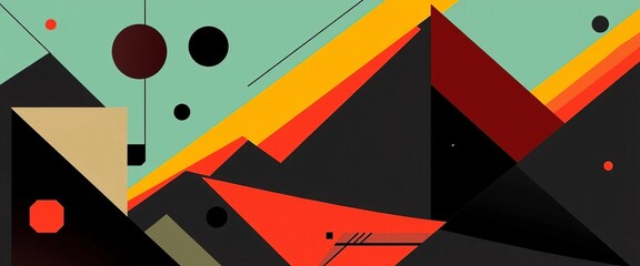 Trendy black Bauhaus & Memphis geometric shapes, futuristic abstract modern design, trendy, simple