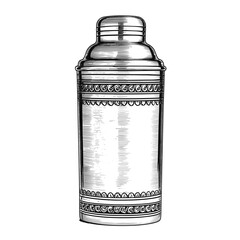 Classic cylindrical cocktail shaker in reflective metal design  