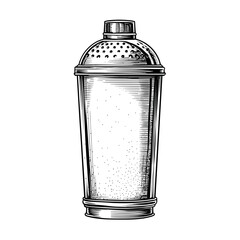 Classic cylindrical cocktail shaker in reflective metal design  