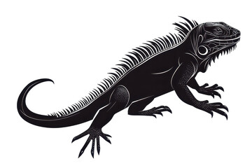 Obraz premium Walking iguanavector illustration isoleted on white background in silhouette .