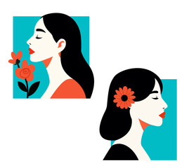 Elegant Women with Flowers 2