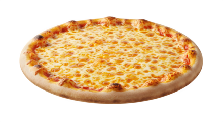 A full view of a freshly baked cheese pizza on black backdrop    .ai generative, transparent background, white background. isolated on white background