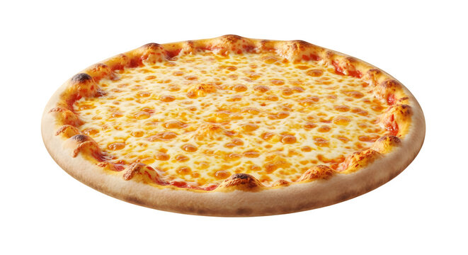 A full view of a freshly baked cheese pizza on black backdrop    .ai generative, transparent background, white background. isolated on white background - Powered by Adobe