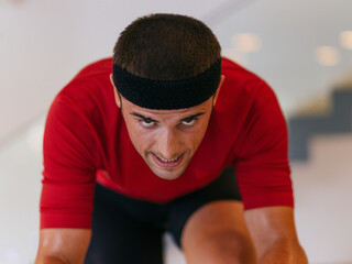Focus Athletic Man Cycling Indoors