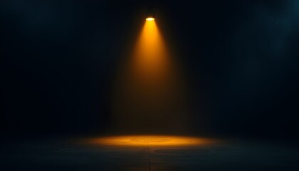 Golden Spotlight in Dark Room