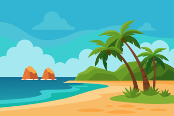 Fototapeta premium tropical beach with palm trees