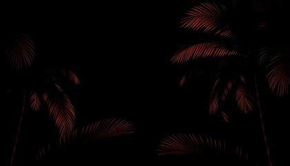 Obraz premium Elegant palm silhouettes against a black background evoke a luxurious tropical escape, silhouette, calmness