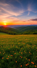 Fototapeta premium sunset in the field