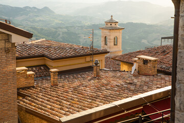 Scenic View of San Marino – Historic Architecture and Mountain Landscape. One of the smallest...