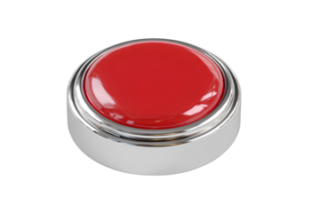  Modern Round Push Button Switch with Glossy Surface and Chrome Bezel Front-Facing View Isolated on Transparent Background PNG