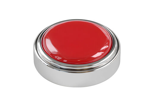  Modern Round Push Button Switch with Glossy Surface and Chrome Bezel Front-Facing View Isolated on Transparent Background PNG - Powered by Adobe
