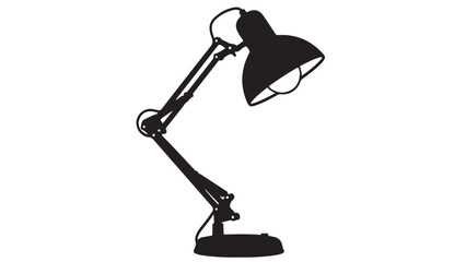 Black desk lamp illustration on white background