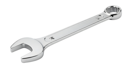 A single silver wrench tool isolated against a black background    .ai generative, transparent background, white background. isolated on white background