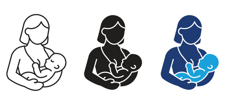 Mother breastfeeding icon set , vector illustration .