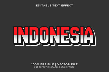 3D Indonesia Flag Editable Text Effect. Independence day of Indonesia element. Red and White text effect