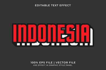3D Indonesia Flag Editable Text Effect. Independence day of Indonesia element. Red and White text effect
