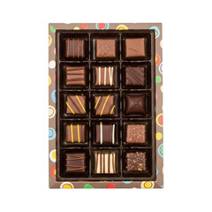 Box of assorted gourmet chocolate bonbons