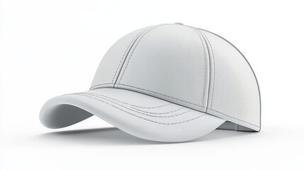 Fototapeta premium Simple and Stylish White Baseball Cap with Sunshade and Stitching Detail