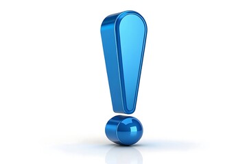 Shiny blue 3d exclamation mark on white background