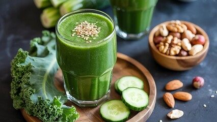 Boost your wellness journey with this vibrant green smoothie and fresh ingredients for a healthy lifestyle