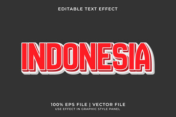 3D Indonesia Flag Editable Text Effect. Independence day of Indonesia element. Red and White text effect