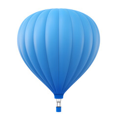 Fototapeta premium Blue hot air balloon mockup on white background. Minimalist and vibrant image symbolizing travel, adventure, freedom