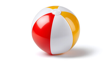 Classic red, yellow  and white beach ball isolated on white. Perfect for summer games, vacation ads, product mockups