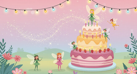 birthday card with cake and candles