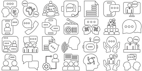 Communication  Icons.  Icon pack contain dialogue, voice massage, online chat, ETC . Vector illustration. EPS 10/AI