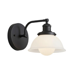 Fototapeta premium Elegant wall-mounted light fixture with a frosted glass shade illuminating a modern interior