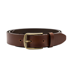 Brown Leather Belt with Brass Buckle.