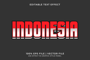 3D Indonesia Flag Editable Text Effect. Independence day of Indonesia element. Red and White text effect