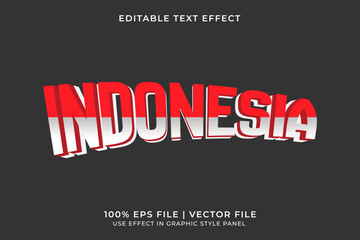 3D Indonesia Flag Editable Text Effect. Independence day of Indonesia element. Red and White text effect