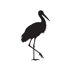Stork silhouette vector flat illustration design on white background
