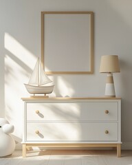 Kids room interior with blank frame mockup