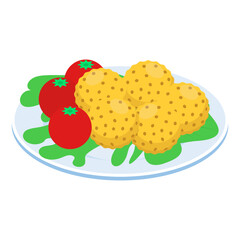 Mercimek Koftesi  isometric Concept, Turkish Lentil Balls vector design, Oriental cuisine symbol, Top dishes recipes Sign, Food exploration illustration 