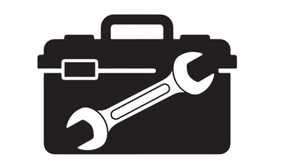 Toolbox with Wrench Illustration in Black and White