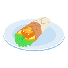 chawarma or shaurma isometric Concept, Shaurma wrap vector design, Oriental cuisine symbol, Top dishes recipes Sign, Food exploration illustration 