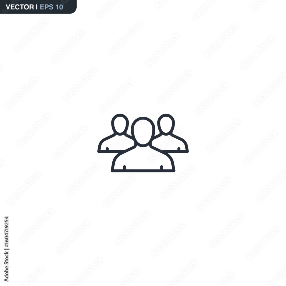 Poster group, linear style sign for mobile concept and web design