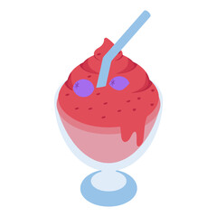 Rose Rabri Falooda isometric Concept, bastani sonnati Faloodeh vector design, Oriental cuisine symbol, Top dishes recipes Sign, Food exploration illustration 