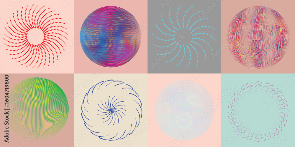 Fototapete lines and dots in circle form .rotate rounded shape vector .rotating dots form a circle .rotating an