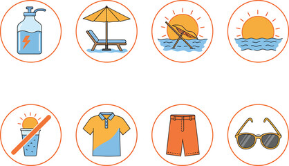 Summer Activities Pixel Art Icons